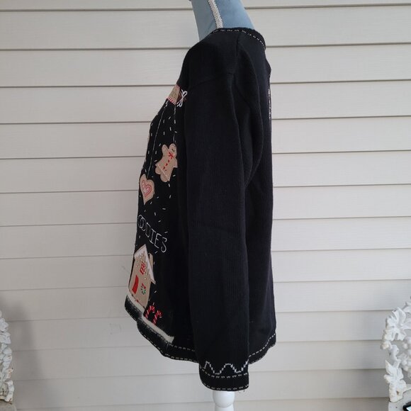 Vintage 90s/Y2K The Quacker Factory Gingerbread cookie holiday cardigan sweater - Picture 5 of 8